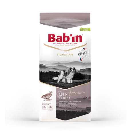 Croquettes naturelles Françaises BAB'IN pour chien MINI SENIOR 3 KG